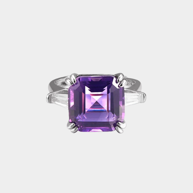 Violet Theme Square Sugar Amethyst Ring