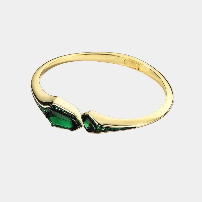 Emerald Adjustable Bracelet Women's Style S925 Silver - OOAKB