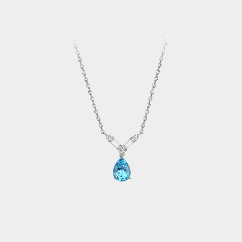 Topaz S925 Rhodium Plated Teardrop Necklace