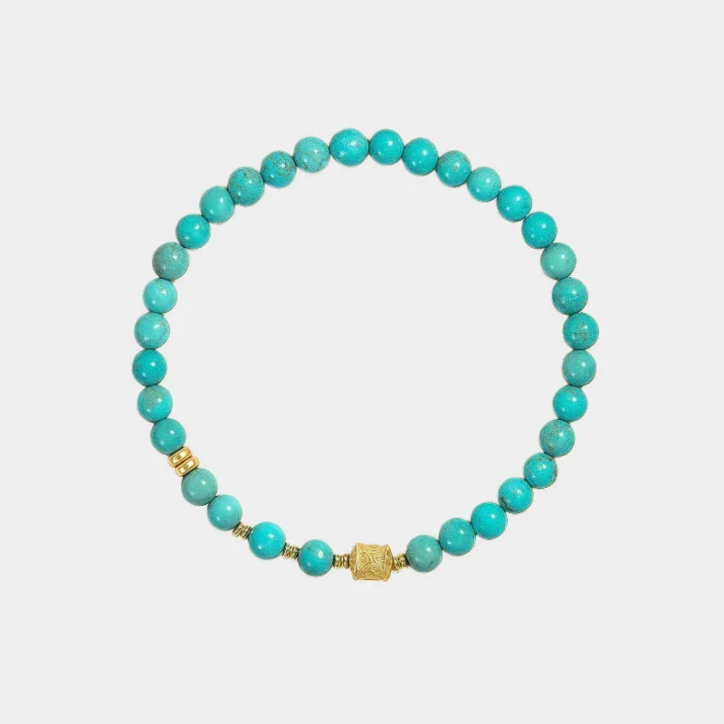 Turquoise Round Bead S925 Silver DIY Bracelet - OOAKB
