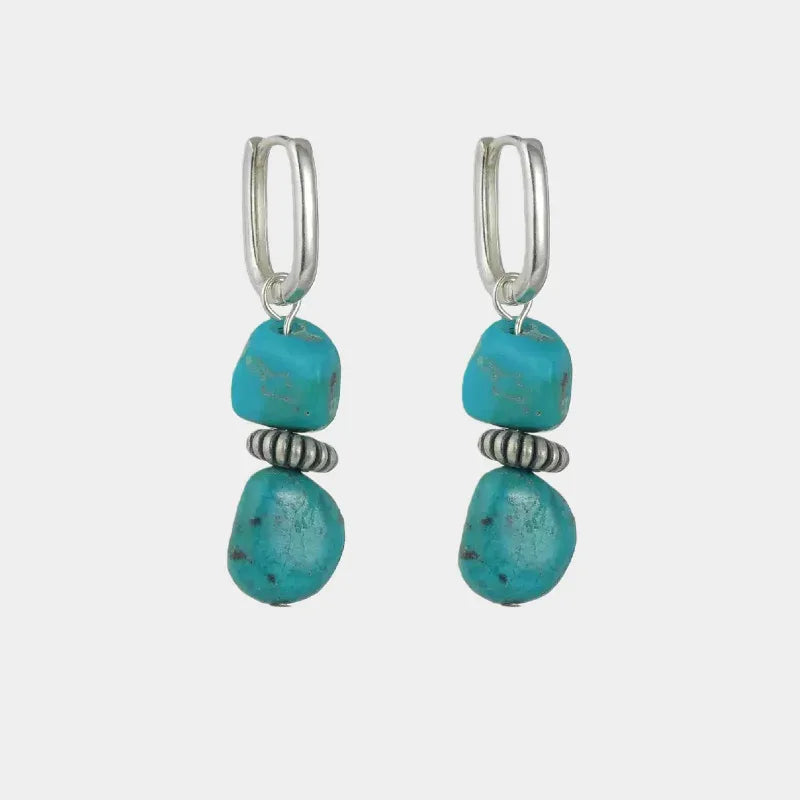 Silver Turquoise Earrings Unisex - OOAKB
