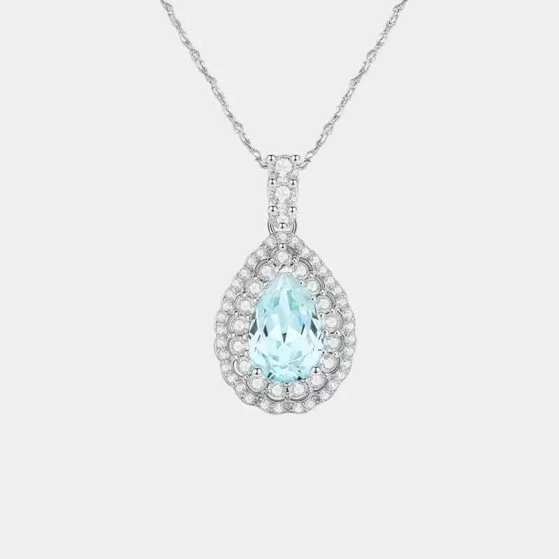 Topaz S925 Silver Teardrop-Shaped Necklace - OOAKB