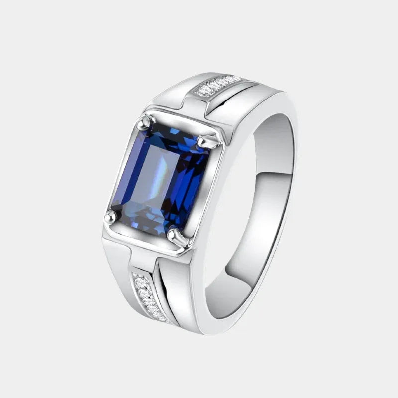 S925 Silver Sapphire Ring Unisex Minimalist Band - OOAKB