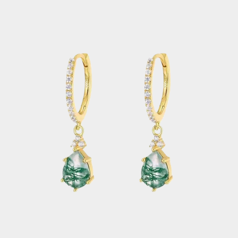 New Style Light Luxury Moss Agate Earrings
