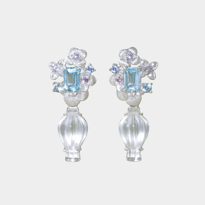 Topaz S925 Silver Detachable Flower Earrings