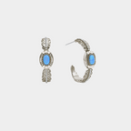 Blue Opal Feather C-Hoop Earrings