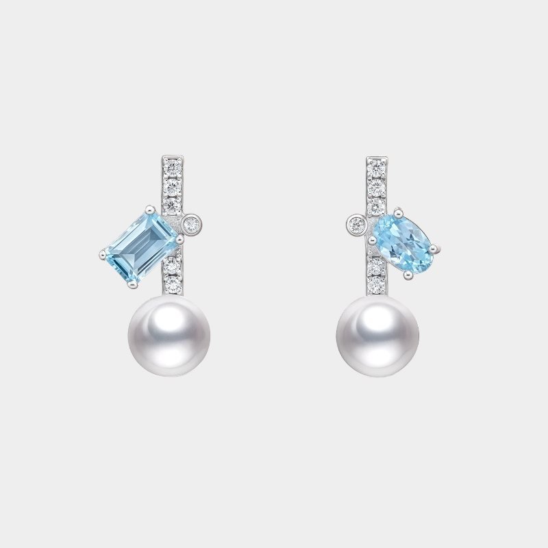 Blue Topaz S925 Silver Saltwater Pearl Earrings