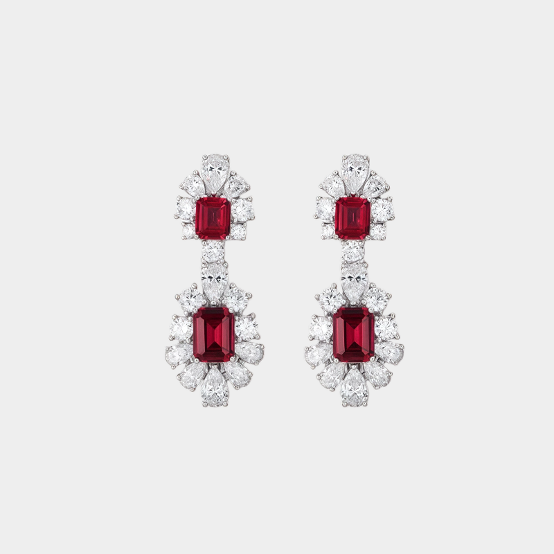 Ruby Brilliant Earrings S925 Silver Women's Style
