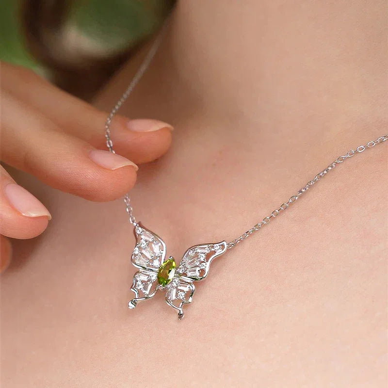 Natural Butterfly Peridot Collar Necklace - OOAKB