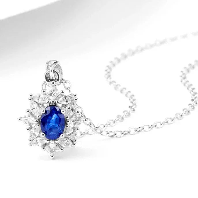 Sapphire S925 Silver Snowflake Shape Collarbone Necklace - OOAKB