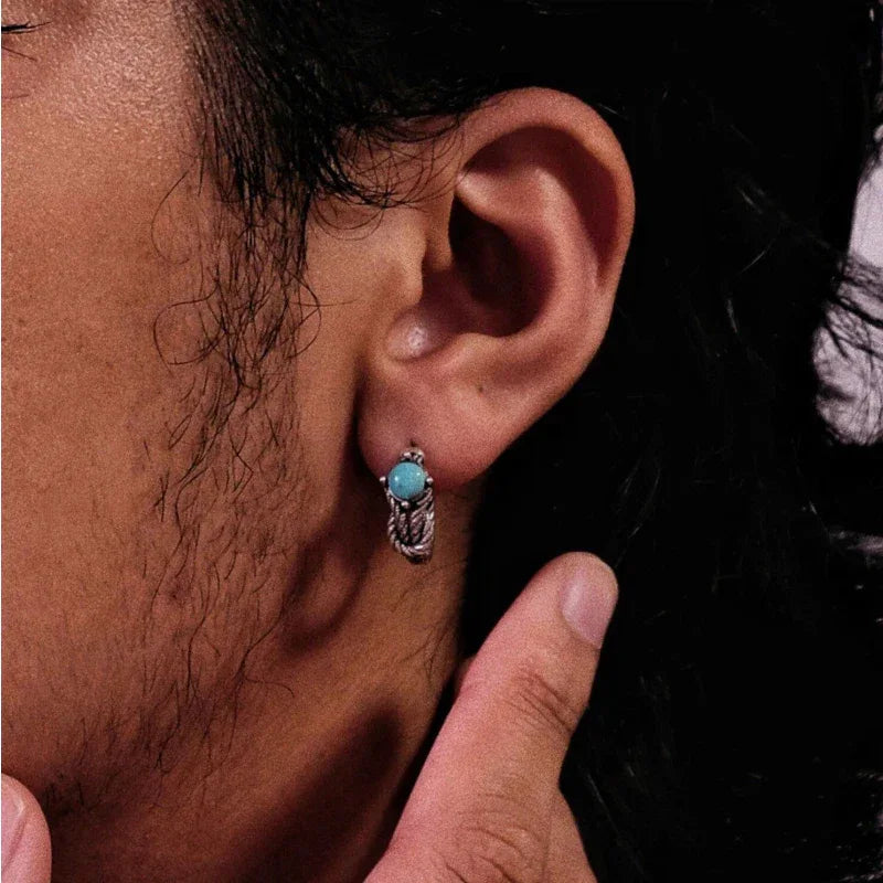 Silver Retro Vintage Knotted Turquoise Ear Cuffs - OOAKB