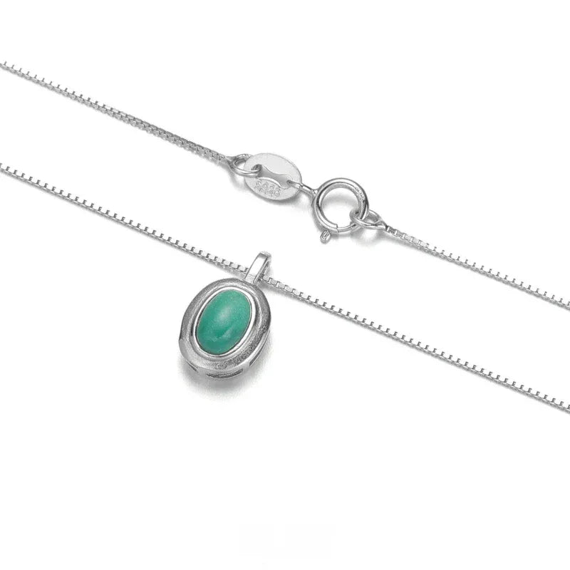 Turquoise Pendant Necklace Unisex Retro Ethnic Style - OOAKB