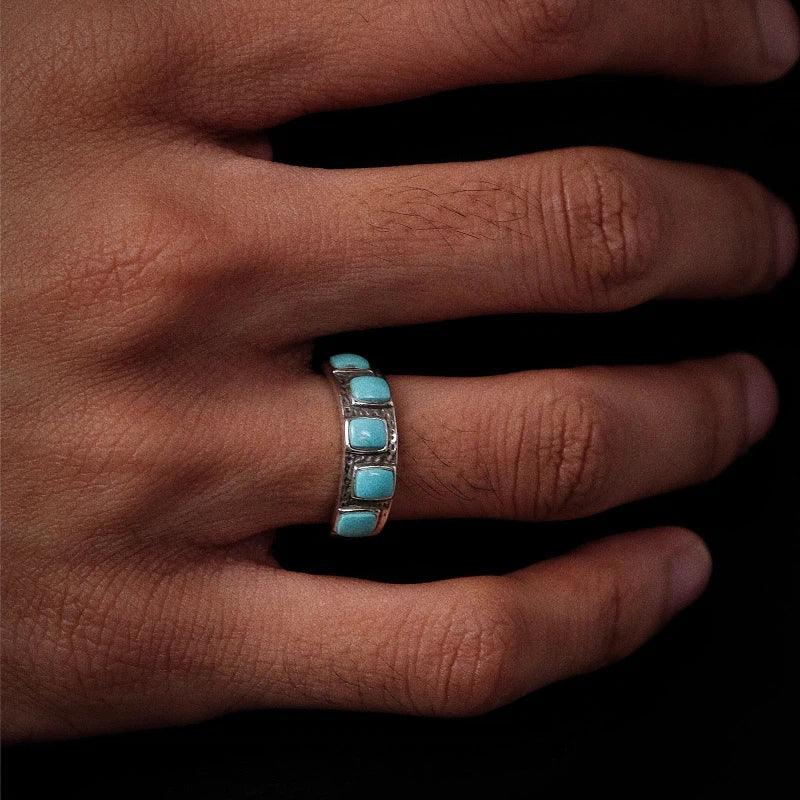 Silver Turquoise Retro Stackable Ring - OOAKB