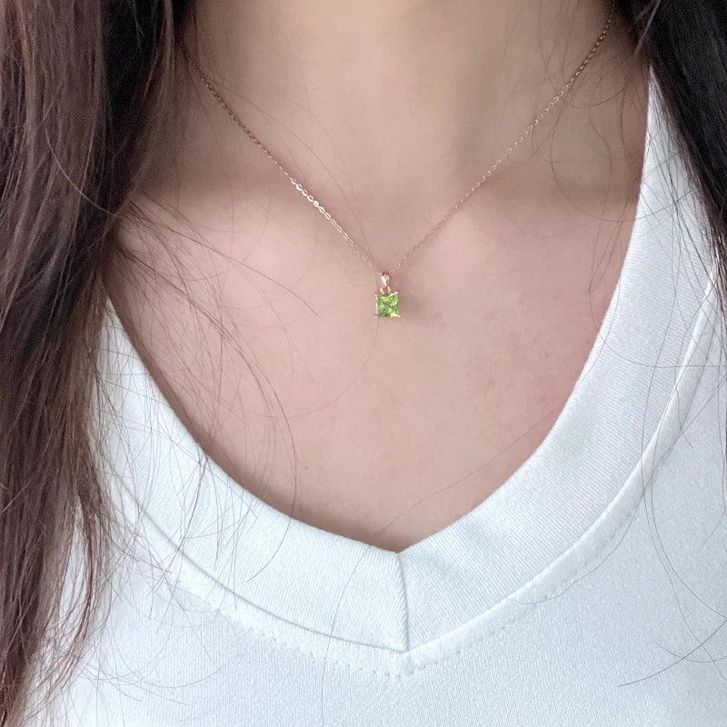 Natural Peridot Square Luxury Collar Necklace - OOAKB