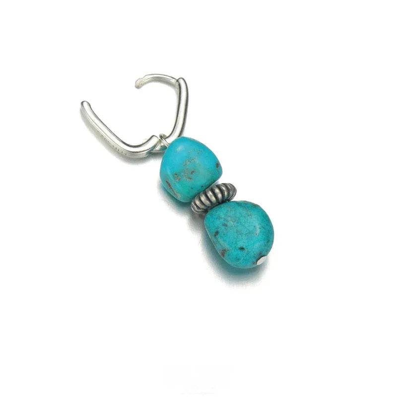 Silver Turquoise Earrings Unisex - OOAKB