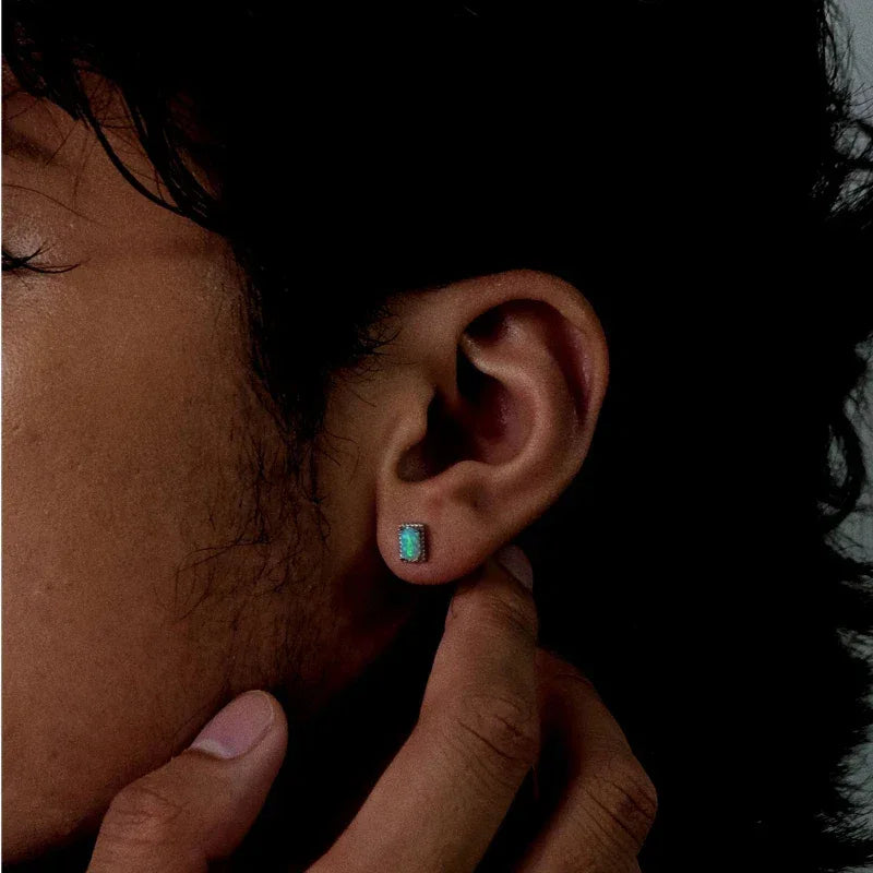 S925 Silver Opal Earrings Unisex - OOAKB