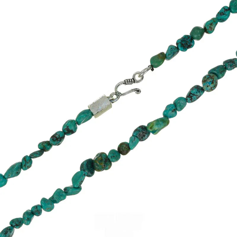 S925 Silver Natural Irregular Turquoise Beaded Necklace - OOAKB