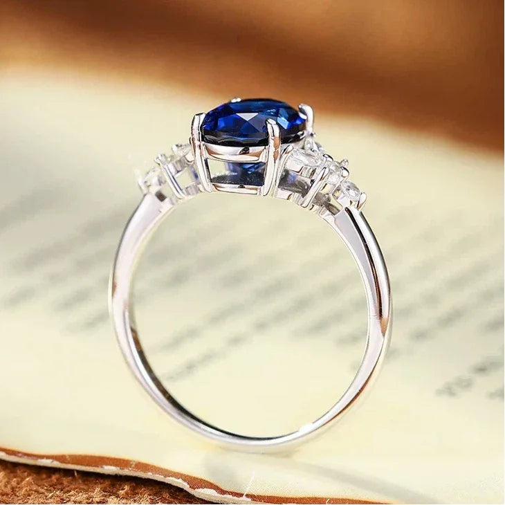 Sapphire S925 Silver Princess Cut Ring - OOAKB