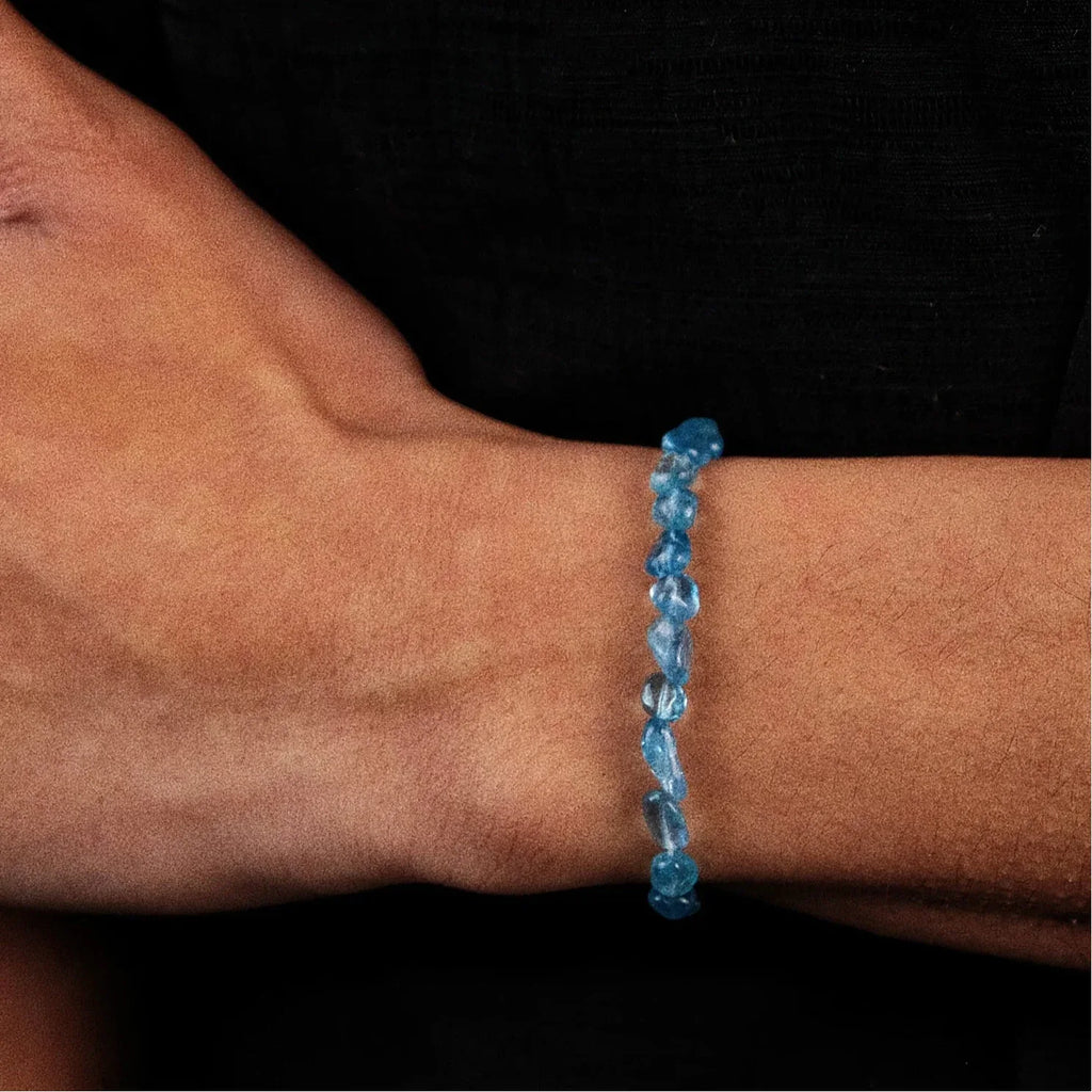 Irregular Aquamarine Beaded Couple's Bracelet - OOAKB