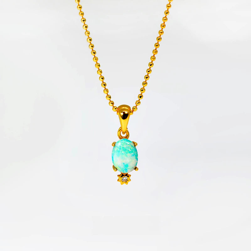 Australian Natural Opal S925 Silver Pendant Necklace