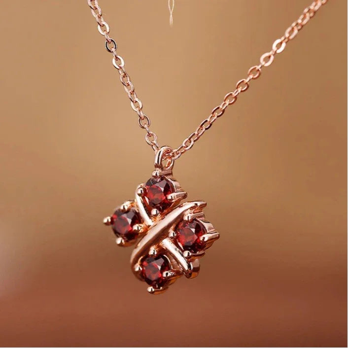 Plated 18K Rose Gold Cross Clover Collarbone Chain - OOAKB