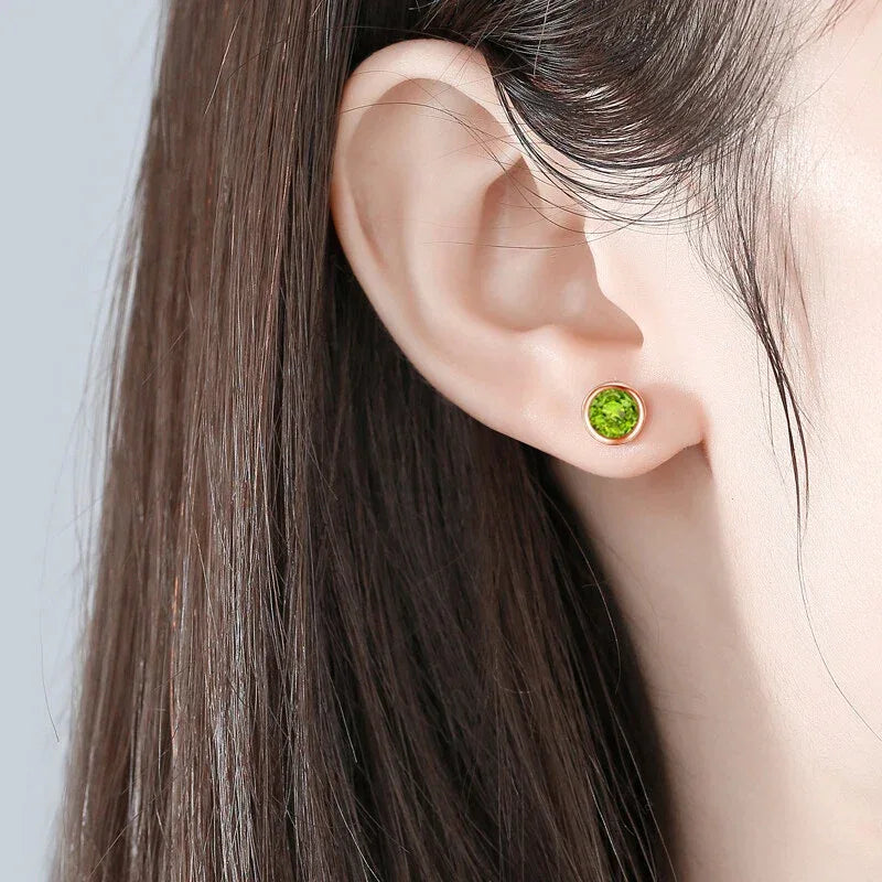 Natural Peridot Minimalist Luxury Silver Earrings - OOAKB
