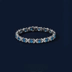 Aquamarine Butterfly Full-Diamond Bracelet S925 Silver Women's Style