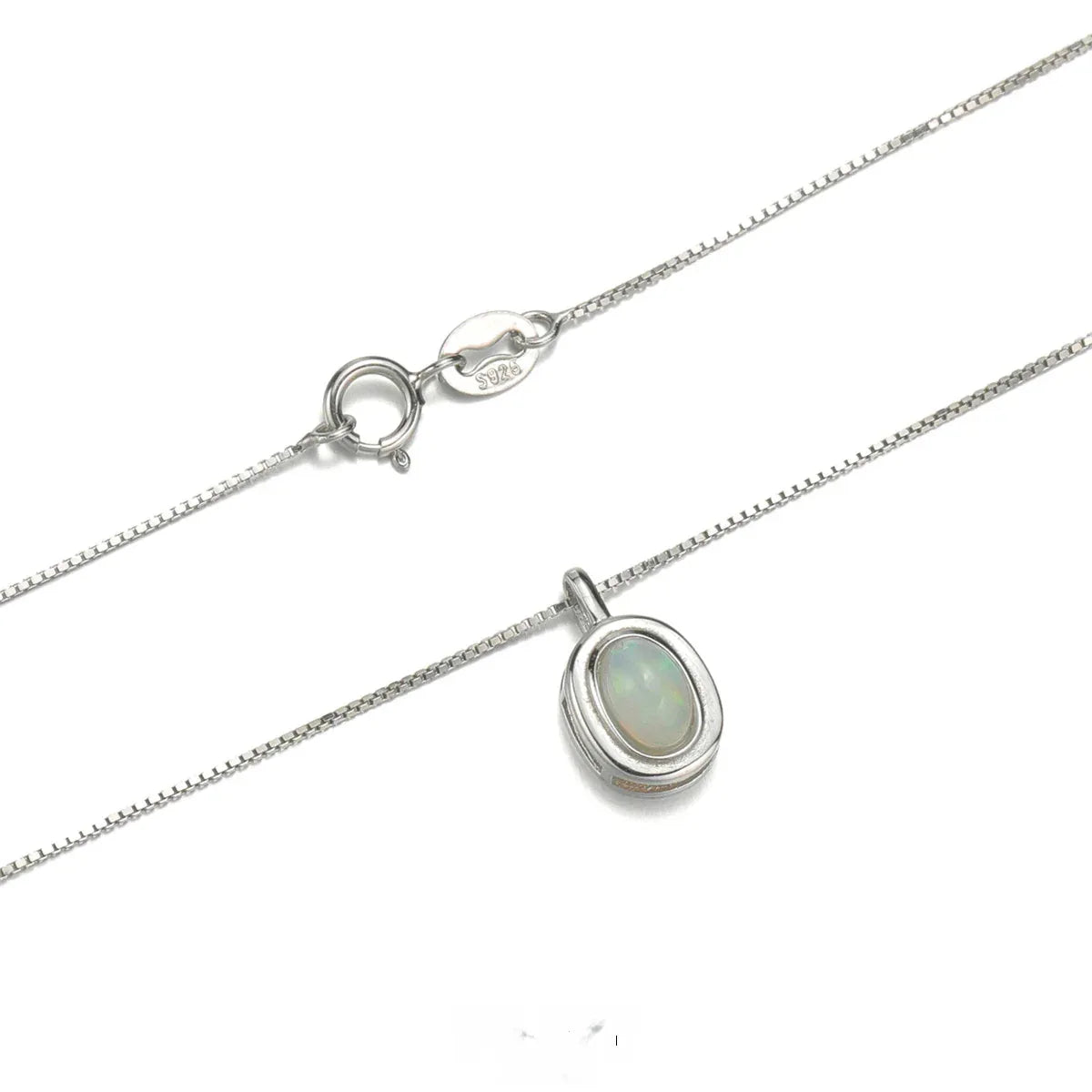 S925 Silver Opal Pendant Necklace Unisex - OOAKB