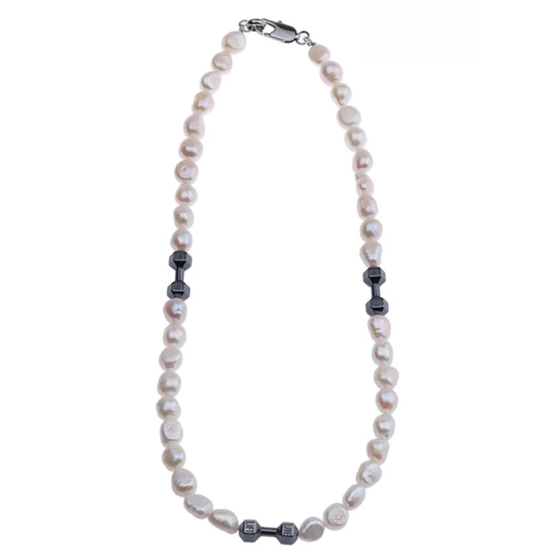 Baroque Irregular Natural Pearl Dumbbell Element Necklace