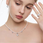 Sparkling Zircon Baroque Heart-Shaped Pearl Collarbone Chain