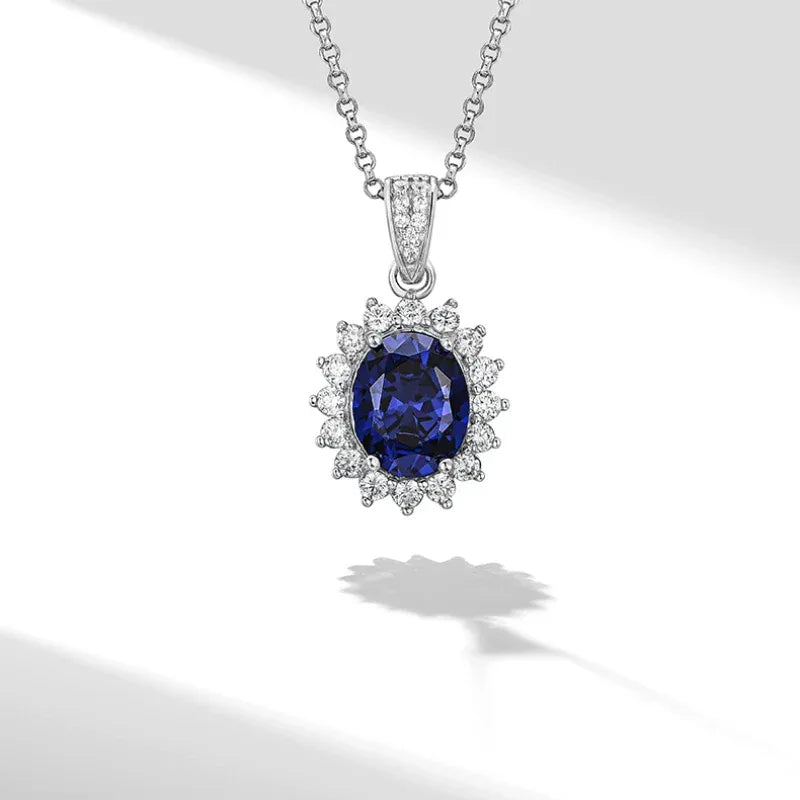 Tanzanite Pendant Necklace S925 Silver Women's Style - OOAKB
