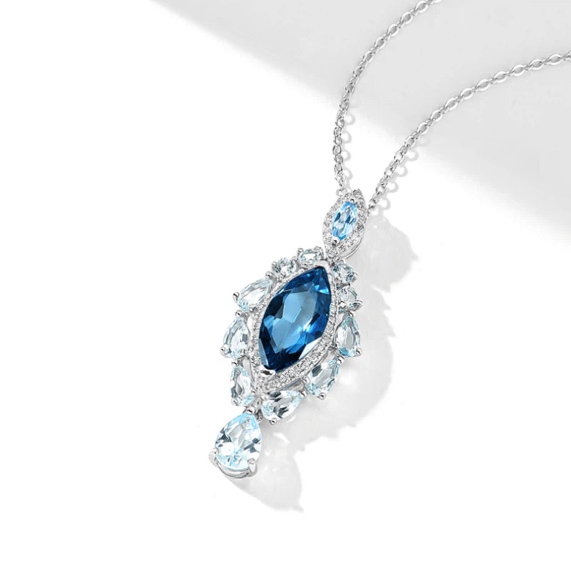 London Blue Topaz Necklace Women's Style S925 Silver