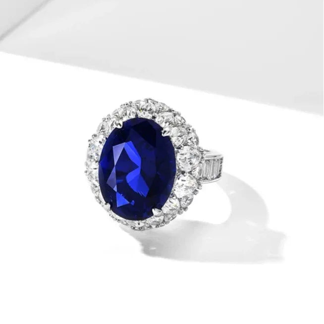 Royal Sapphire Pigeon Egg Ring S925 Silver Women's Style - OOAKB