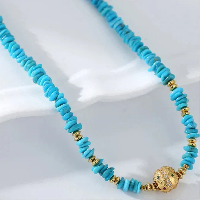 Natural Turquoise Seed DIY Minimalist Exquisite Collar Necklace - OOAKB