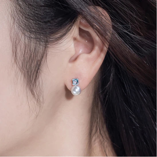 Topaz S925 Silver Saltwater Pearl Earrings
