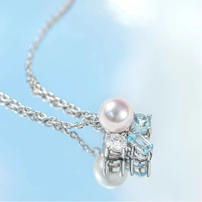 Topaz S925 Silver Saltwater Pearl Necklace
