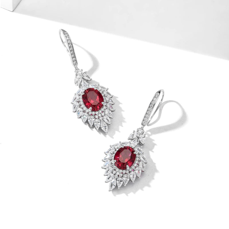 Pigeon-Blood Ruby Pigeon Egg Earrings