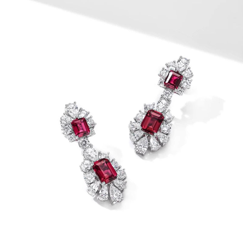 Ruby Brilliant Earrings S925 Silver Women's Style