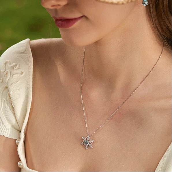 Topaz S925 Silver Gold-Plated Snowflake Necklace
