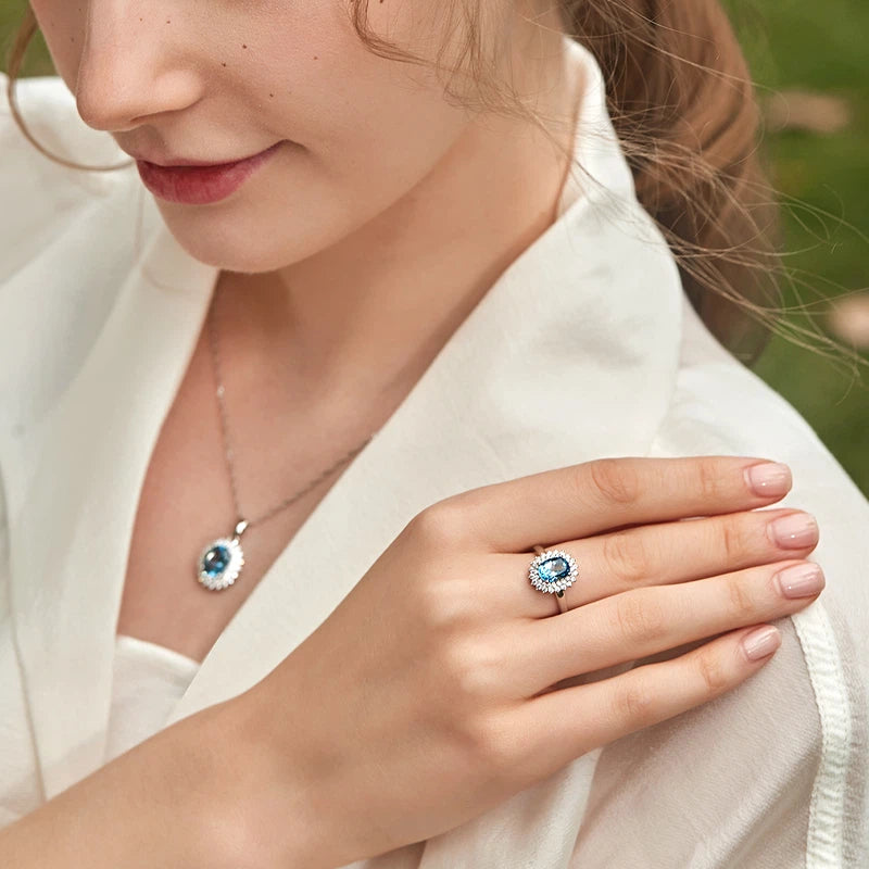 Topaz S925 Silver Gold-Plated Open Ring