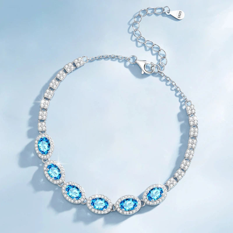 Topaz S925 Silver Elliptical Bracelet