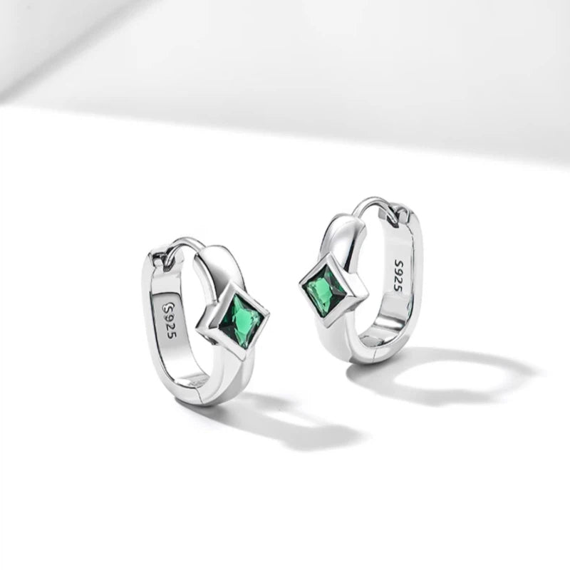 Emerald Rhombus Ear Cuffs S925 Silver