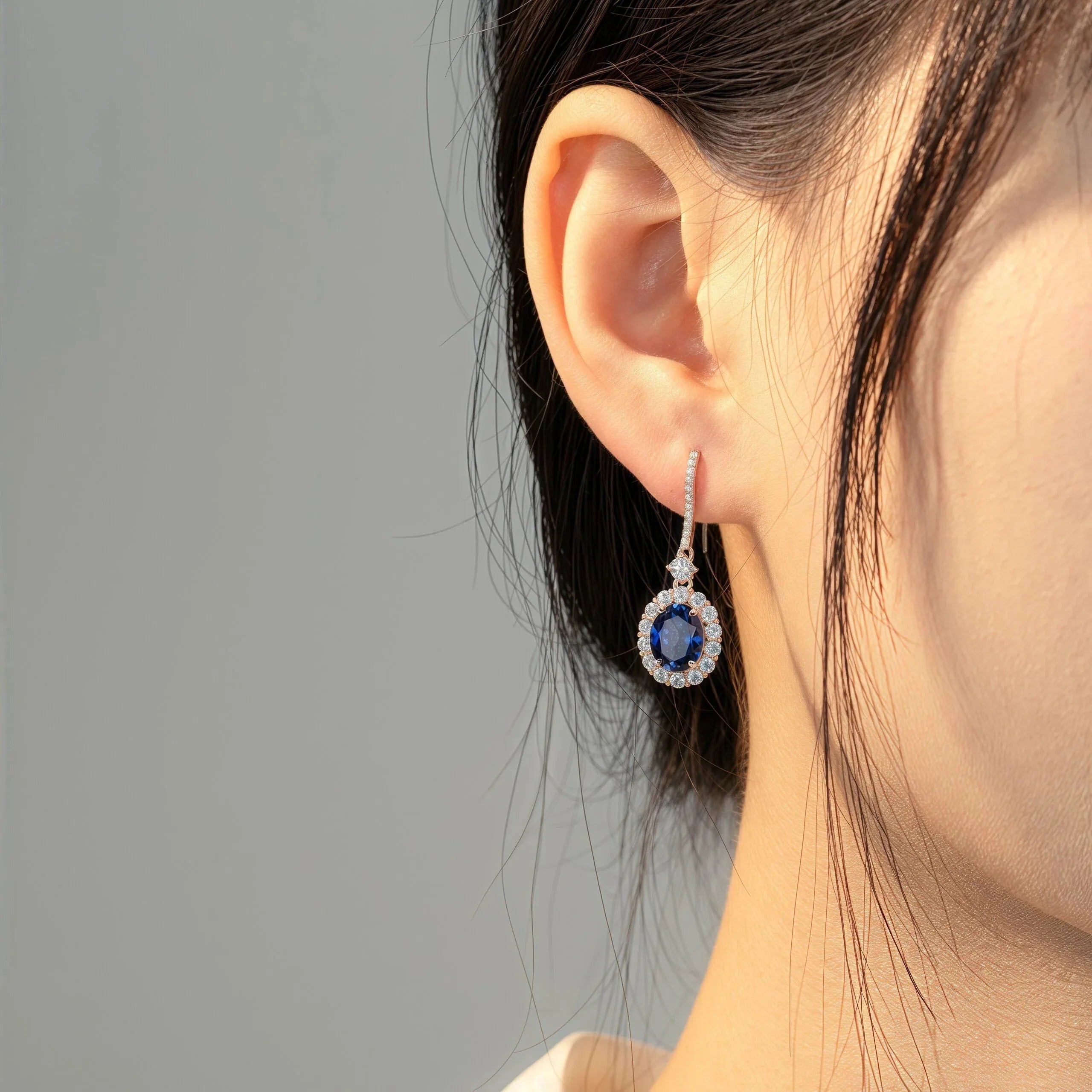 Sapphire Earrings S925 Silver Drop Earrings - OOAKB