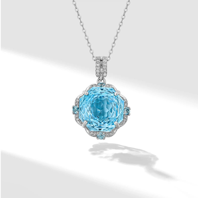 Rose-Cut Natural Topaz Necklace S925 Silver Women's Style