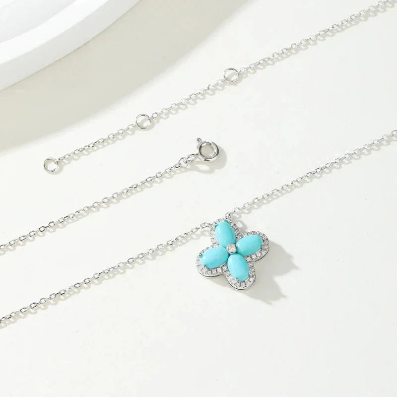 Natural Turquoise Clover Luxury Necklace - OOAKB