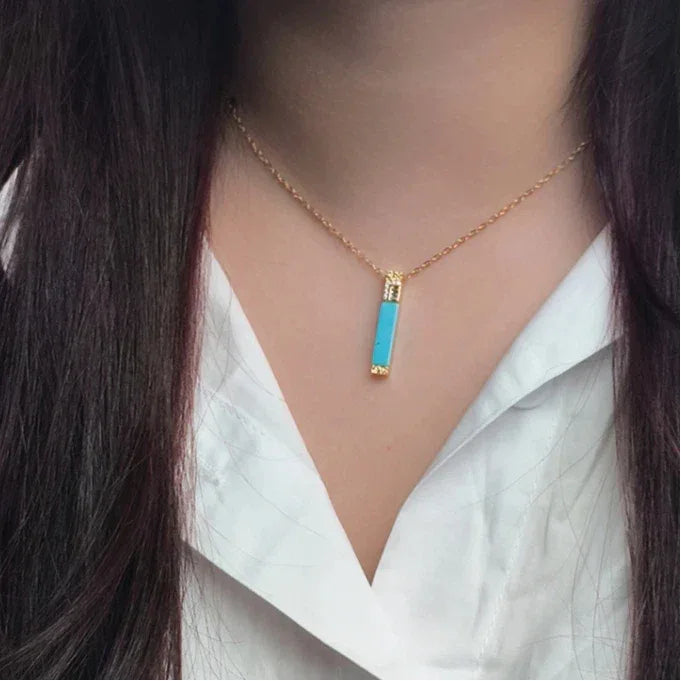 Natural Turquoise Cylindrical Luxury Necklace - OOAKB