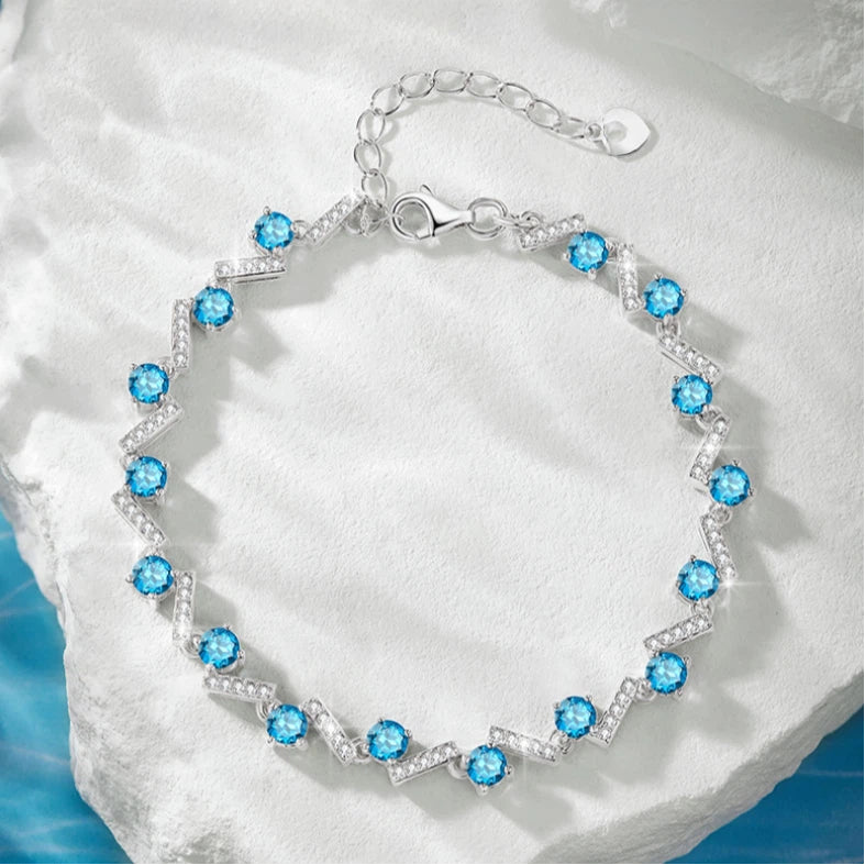 London Blue Topaz S925 Silver Geometric Bracelet