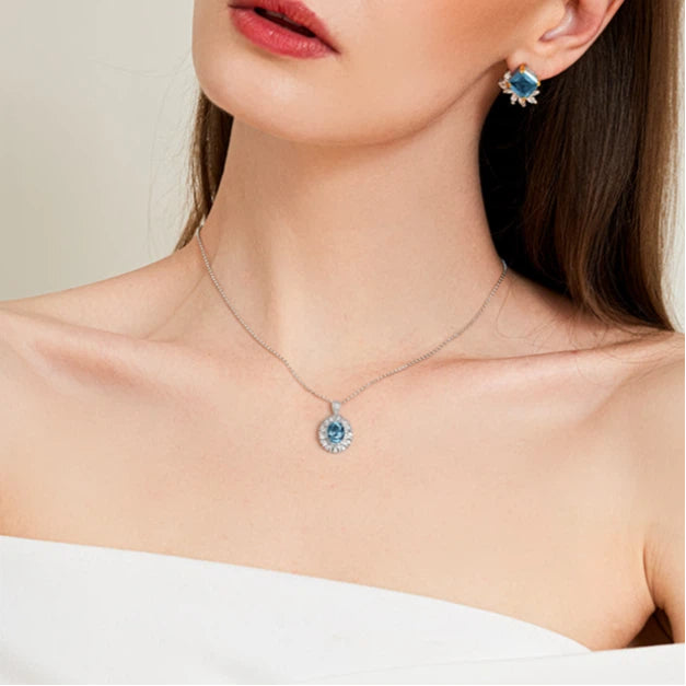 Topaz Collar Necklace Women's Style S925 Silver