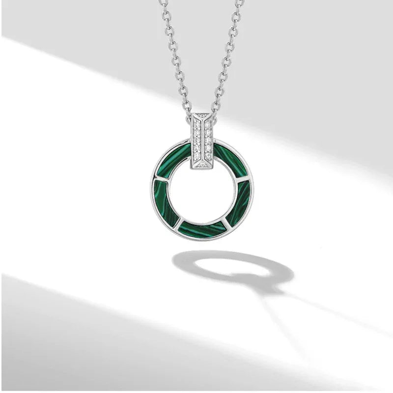 Malachite Round Coin Collar Chain Women's Style - OOAKB