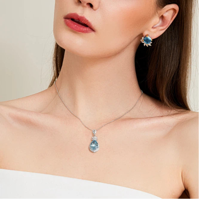 Natural Topaz Collar Chain S925 Silver Women's